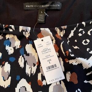 NWT White House Black Market, sz Large very flattering multicolored print top